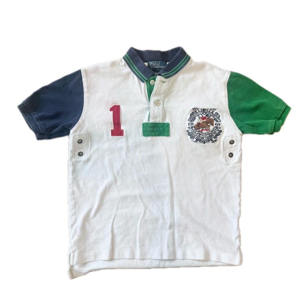 Ralph Lauren Sz 7 Boys Polo Bleecker St N.Y. Fine Equestrian Goods 1967 White